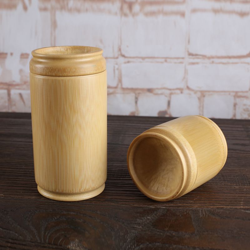 Bamboo Tea Container Box  Portable Wake Up Tea Box Travel Food Storage Candy Jar  for Tea Coffee Beans Nuts Spices_voghion.com