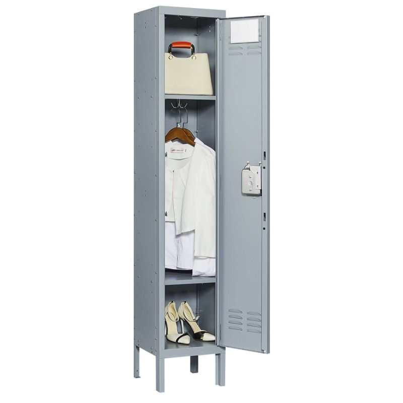 Armadietti per garage con 1 dipendente, armadietto con porta grigia in metallo per ufficio e scuola, 66H, per palestra._voghion.com