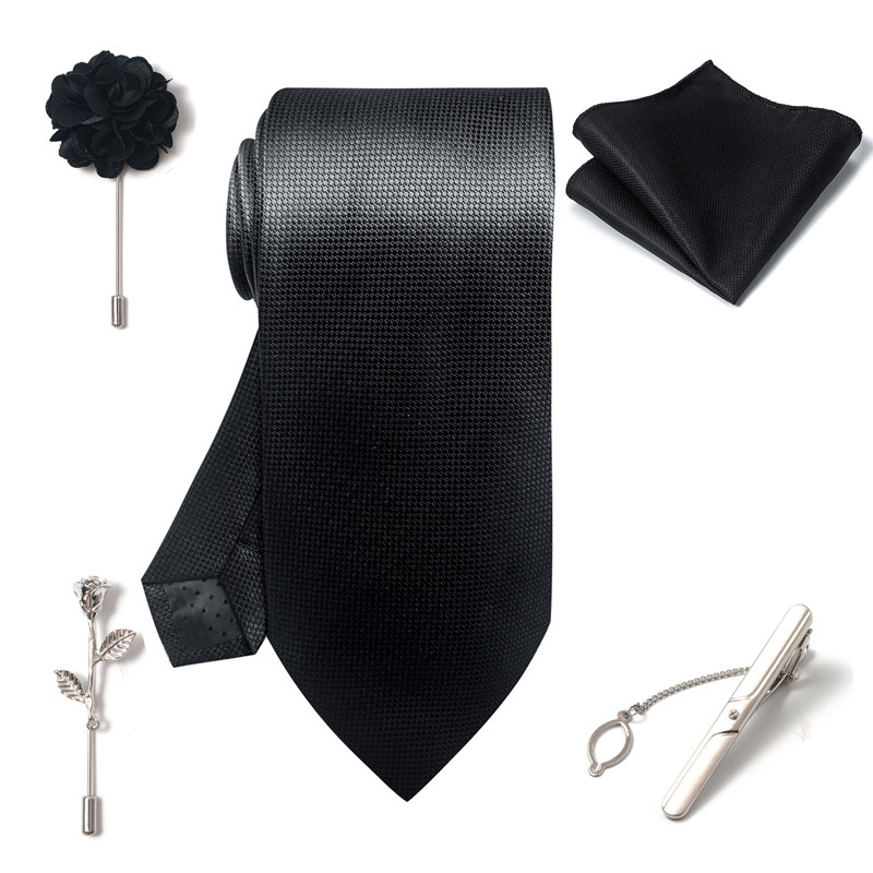 Set da uomo alla moda in tinta unita a righe con anacardi, confezione regalo da 6 pezzi, set con corsetto con fermacravatta e sciarpa quadrata_voghion.com