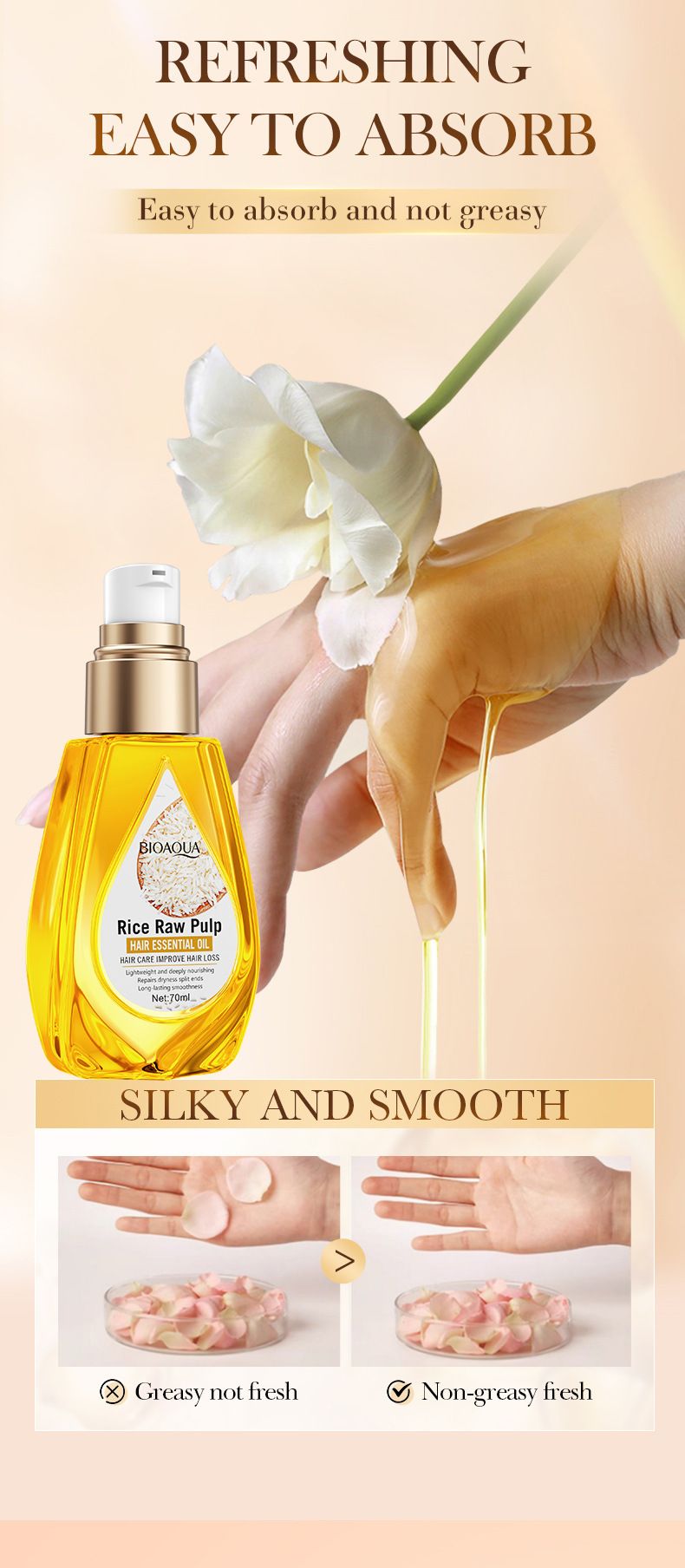 BIOAOUA Ätherisches Reiszellstoff-Regenerationsöl, 70 ml, Spülung_voghion.com