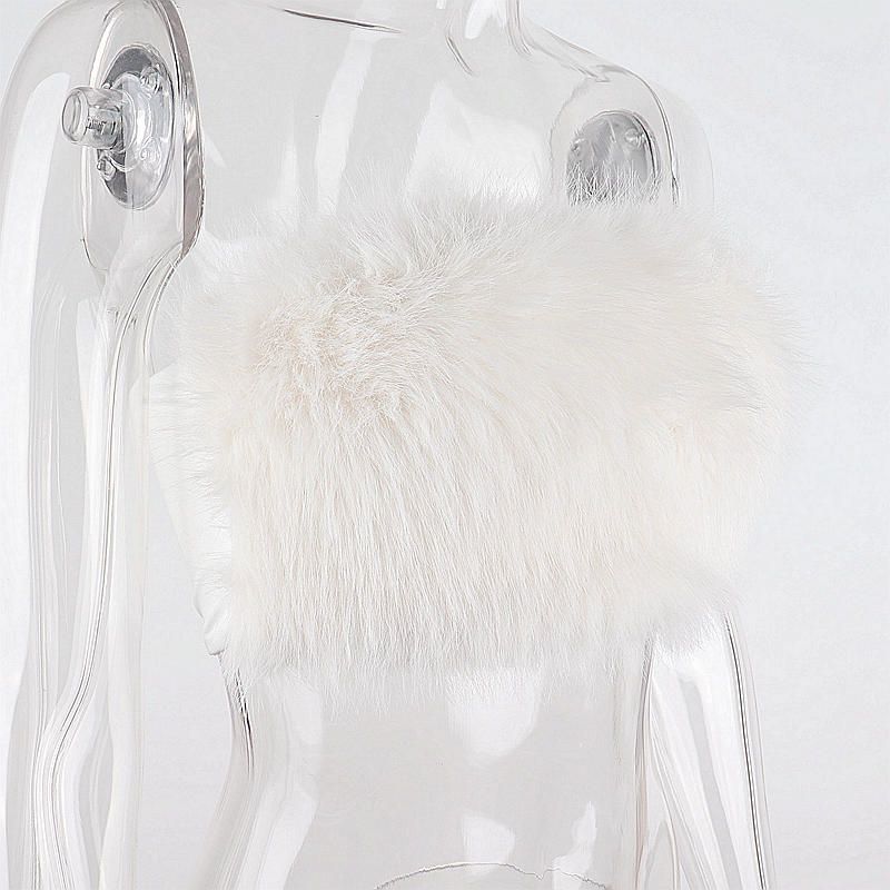 Hot Girl Street European and American Style Women's Clothes Sexy One-shoulder Suspenders Sweet Furry Super Short Vest_voghion.com