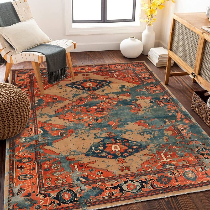 Bohemian Printed Rug – Moroccan-Inspired Polyester Carpet For Living Room/Bedroom (11 Sizes)_voghion.com