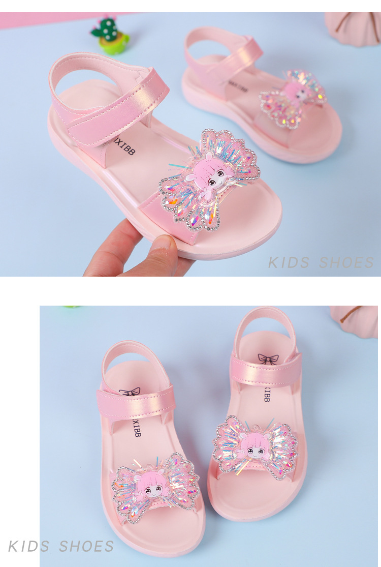 Sandali da bambina 2024 Estate Nuove scarpe da spiaggia Bow Lile, sandali da principessa per bambine grandi, alla moda e popolari su he_voghion.com