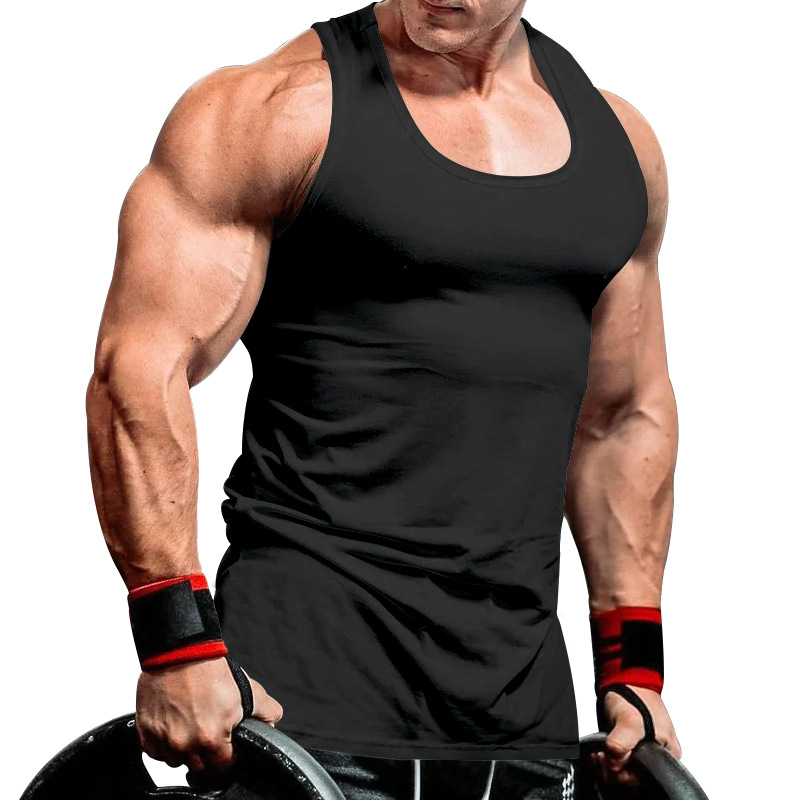 Grenzüberschreitender Außenhandel Herrenbekleidung Herren Tiefgraben Bodybuilding Fitness Weste Einfarbig Sommer Umfassendes Training Sportboden_voghion.com