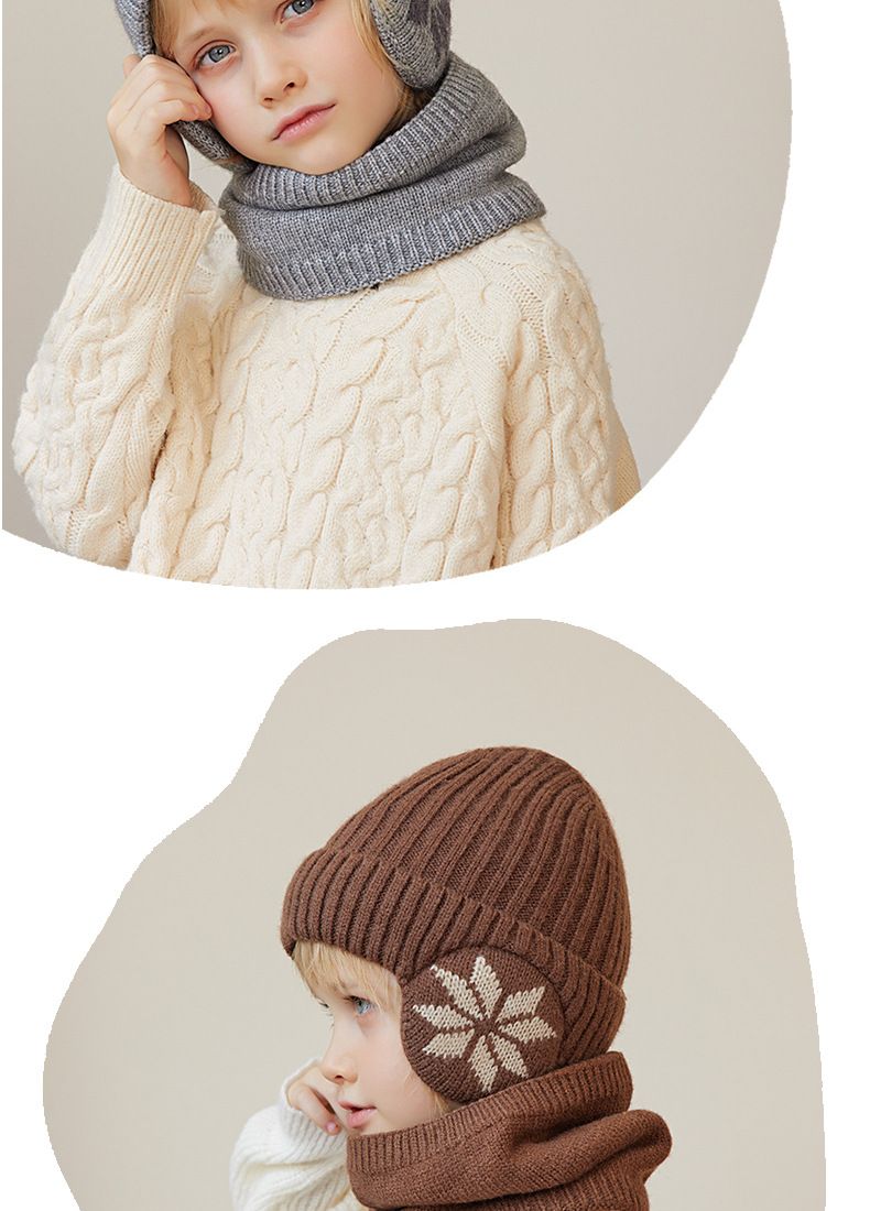 Children's Hat Winter Velvet Neck Set Knitted Wool Hat Men's and Girls' Warm Ear Protection Hoodie Head Cap_voghion.com