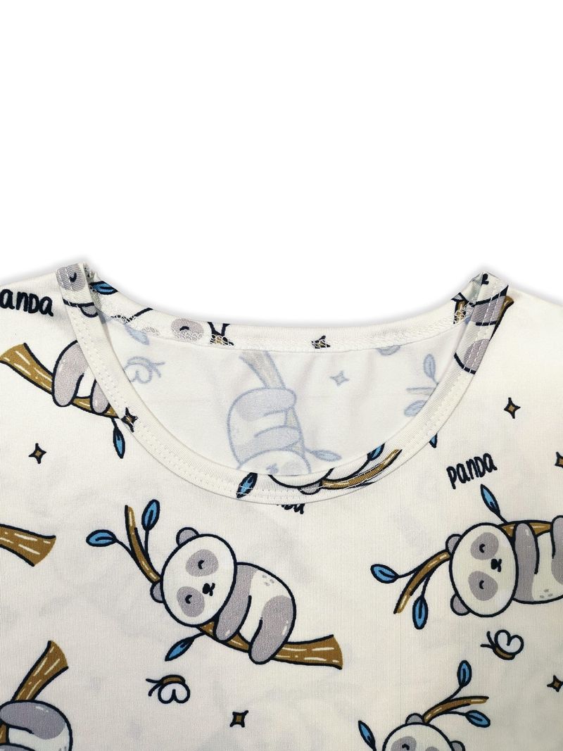 Set di biancheria intima per bambini e bambine, vestiti per neonati con stampe di panda e motivi floreali, camicie a maniche corte e pantaloni per bambini_voghion.com