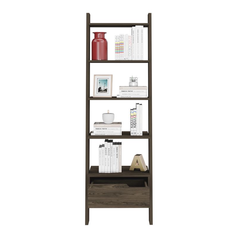 Hamburg Ladder Bookcase, Five Open Shelves, One Drawer_voghion.com