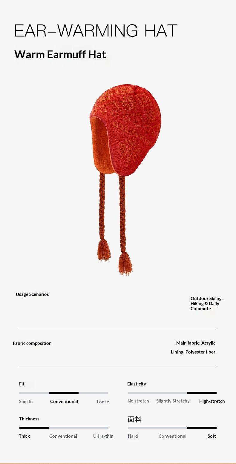 001 Golejue Nuovo cappello da sci lavorato a maglia per arrampicata all'aperto, ciclismo, escursionismo, antivento, caldo, freddo, foderato in pile, protezione per le orecchie spessa_voghion.com