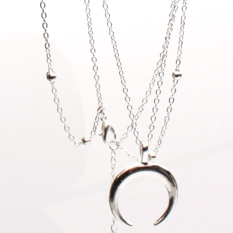 Nuovo - Collana in lega da donna con ciondolo a forma di mezzaluna con perla e farfalla rotonda lunga_voghion.com