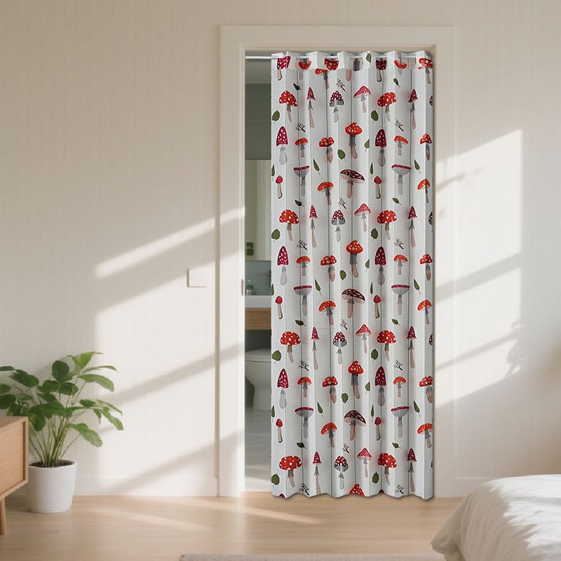 No Drill Foldable Door Curtain – Vintage Floral Print, Polyester Fabric, Easy Install For Kitchen/Bathroom, 100x220cm_voghion.com