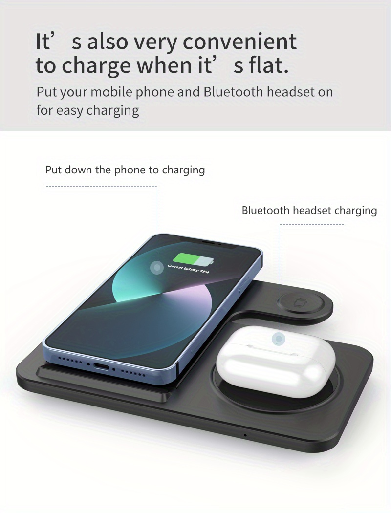 Vezeték nélküli töltőállomás, 3 az 1-ben összecsukható vezeték nélküli töltőállvány iPhone 14,13,12,11/Pro/Max/Mini/Plus, X,XR,_voghion.com