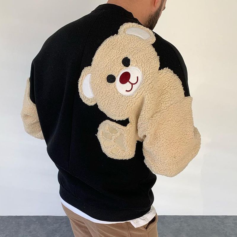 Lässiges Rundhals-Sweatshirt mit Cartoon-Animation für Herren aus Fleece_voghion.com