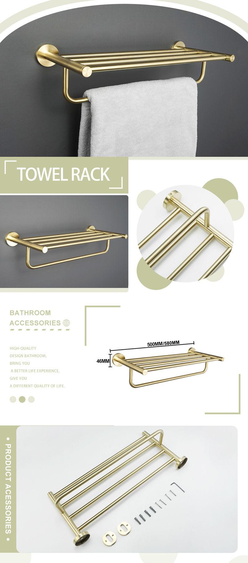 Escovado ouro 304 aço inoxidável toalheiro barra de toalha porta-lenços gancho para roupas linha gancho saboneteira banheiro pingente terno_voghion.com