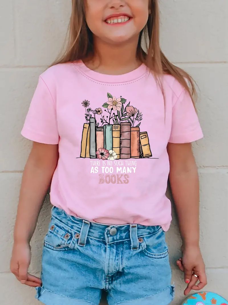 Kleinkind Mädchen Kleidung Buch Lange Anlage Druck Muster Rundhals Kurzarm T Shirt_voghion.com