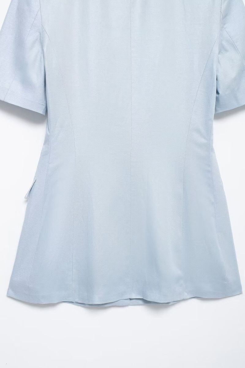 Casaco de pele feminino, novo verão 2024, mistura de linho, manga curta, slim fit_voghion.com