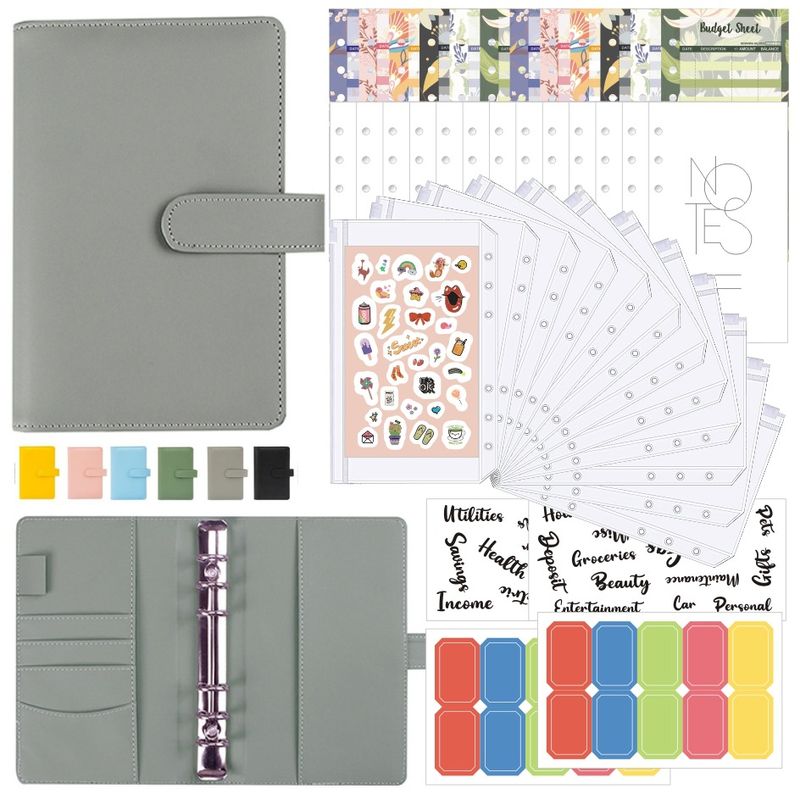 Navulbare notitieboeken met kliksysteem, Macaron Floral, nieuwe A6 leren map, handboek, budgetboek_voghion.com