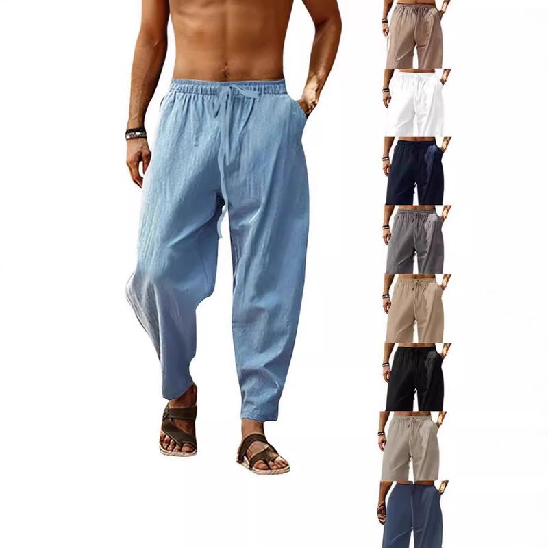 Premium Products 2025 Summer Men's Hip Hop Breathable Cotton Loose Relaxed Sports Pants_voghion.com