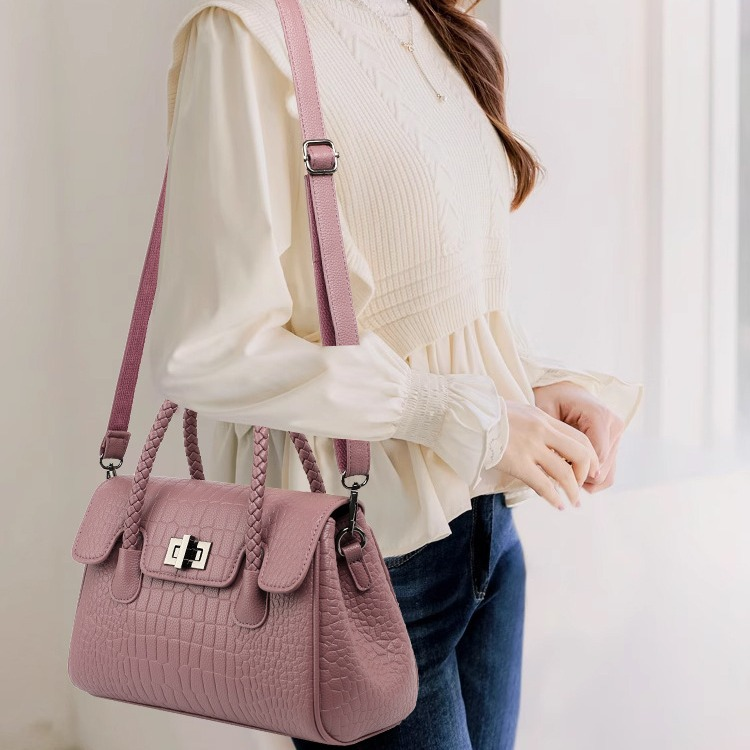 Borsa a tracolla in pelle morbida ed elegante, con tracolla intrecciata, per donne, 2025, nuova, alla moda, per mamme di mezza età_voghion.com