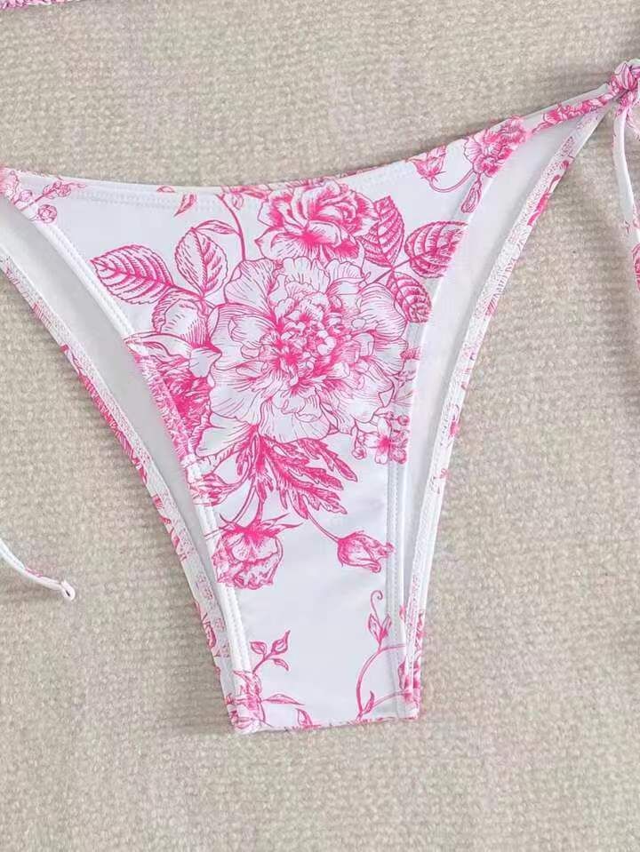 Bikini multicolore con scollo all'americana e stampa a inchiostro sexy da donna_voghion.com