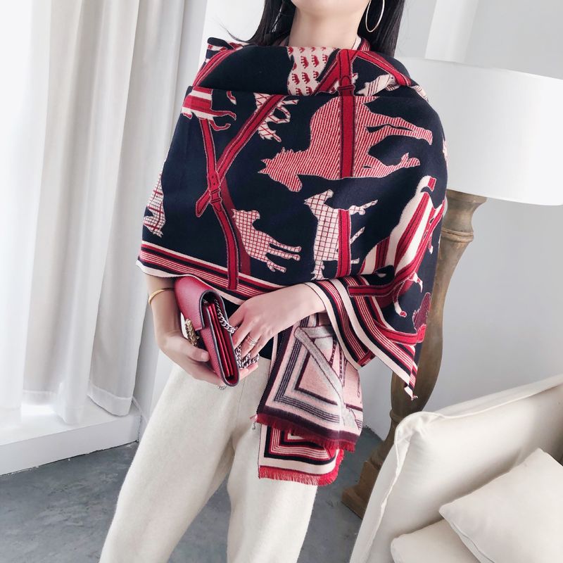 Women's scarf imitation cashmere autumn and winter jacquard warm scarf with a neck elegant scarf_voghion.com