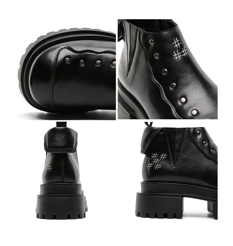 Dickbesohlte Derby-Schuhe Retro Punk Ruffian Hübsche Lokomotive Lederschuhe Kurze Stiefel_voghion.com