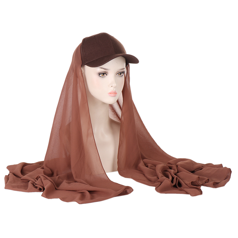 Sciarpa di perle in tinta unita stile cappelli da donna e berretto da baseball in cotone, sciarpa e cappello hijab in 2 pezzi_voghion.com