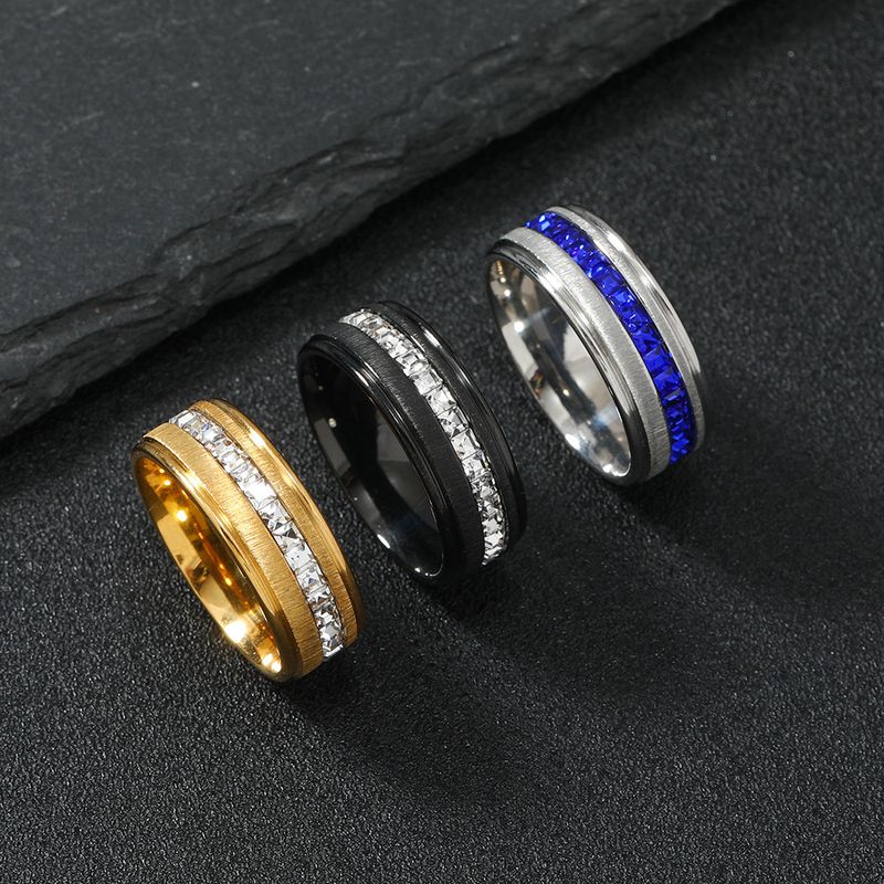 2023 New Stainless Steel Fashionable Simple Single Row Set Square Diamond Ring Personalized Small and Unique Jewelry_voghion.com