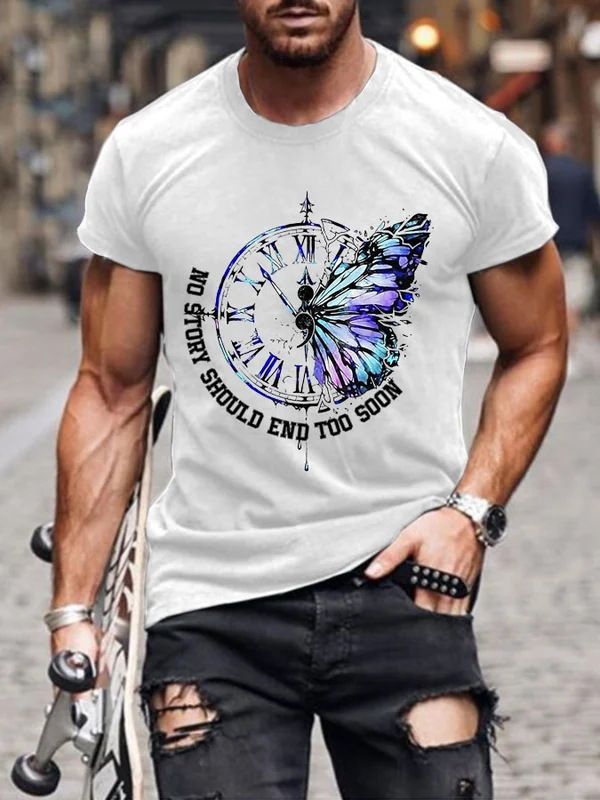 Ropa para hombre Camiseta de cuello redondo con estampado de arte nocturno, estilo jersey para hombre, manga corta, estampado moderno, camiseta cómoda e informal_voghion.com