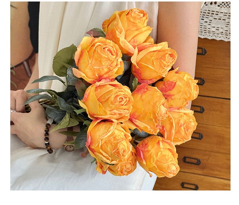 Elegant Artificial Rose Bouquet - Realistic Silk Flower For Wedding, Home Decor, Photography Props (Multiple Colors Available) Fake Flower Ornaments_voghion.com