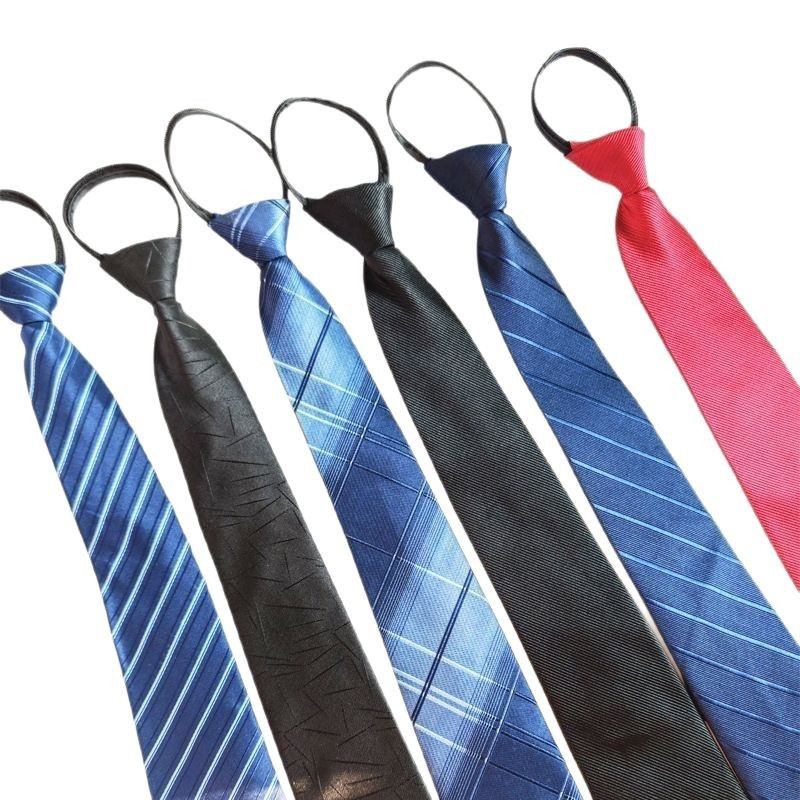 Cravatta da uomo, elegante, da donna, da sposo, da matrimonio, a righe sottili, blu e nera, senza cerniera, 8 cm_voghion.com