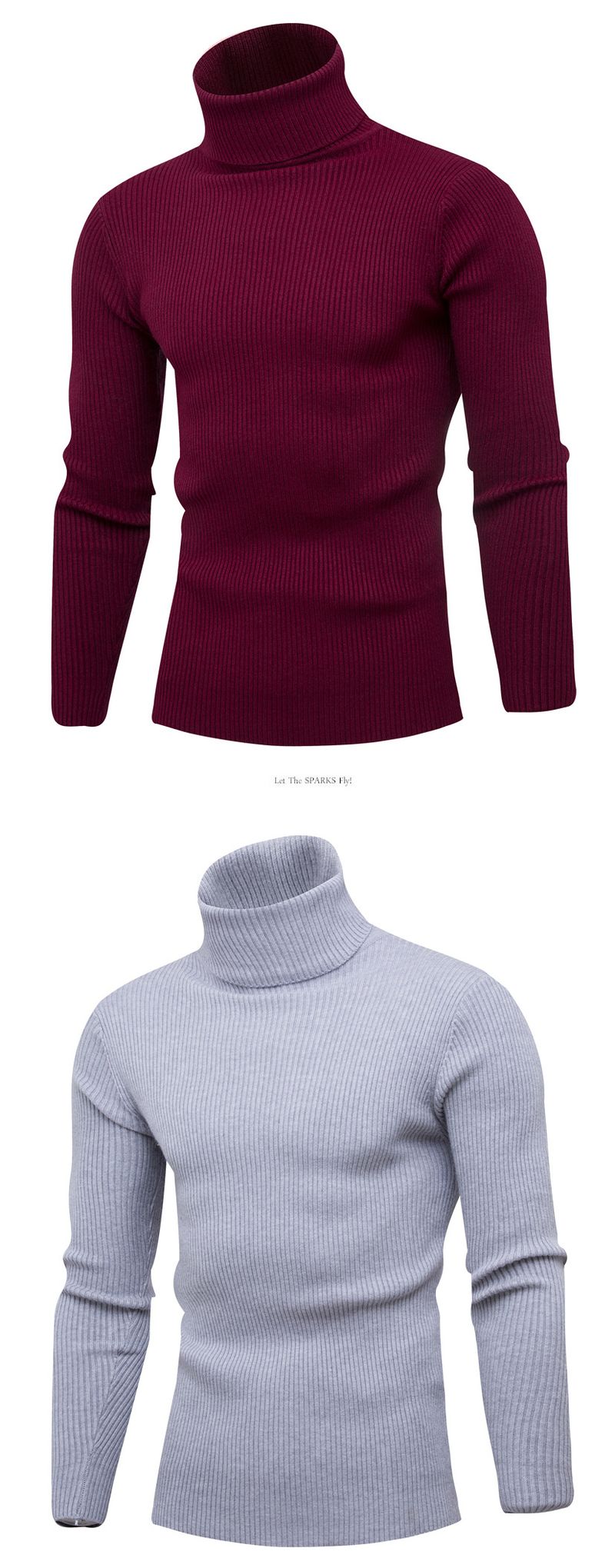 new men's casual sweater fashion simple high collar knitted slim bottoming shirt for men_voghion.com