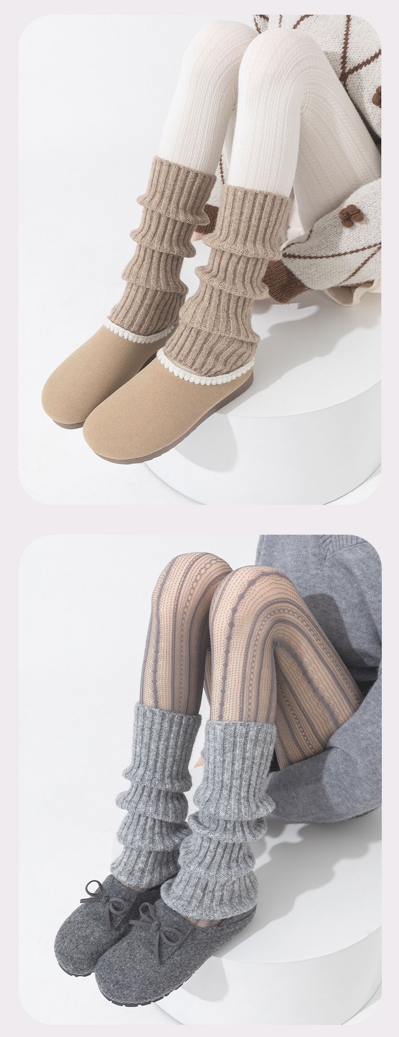 Gestrickte Socken für Damen im Herbst und Winter, neue warme Mittelrohr-Stapelsocken im japanischen College-Stil, weiße Beinwärmer, Zhuji-Socken_voghion.com