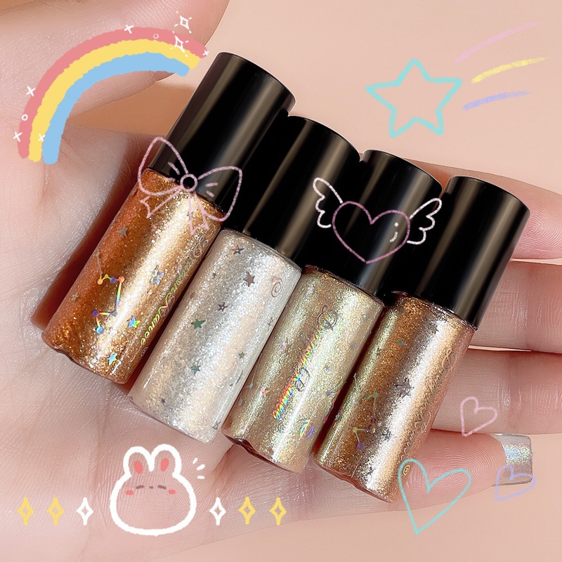 Cores líquidas 5 sombra destaque lantejoulas glitter sombra de olho perolado deitado bicho da seda à prova dwaterproof água lasti_voghion.com