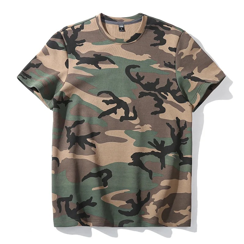 T-shirt mimetica estiva ad asciugatura rapida da uomo Outdoor Casual allentato manica corta O-Collo allenamento militare top Tees uomo Tee Shirt_voghion.com