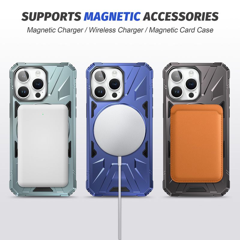 Magnetic Shockproof Case For Iphone 15 Pro/14 Pro - Compatible With Car Mount & Stand Anti-Scratch Protective Cover_voghion.com