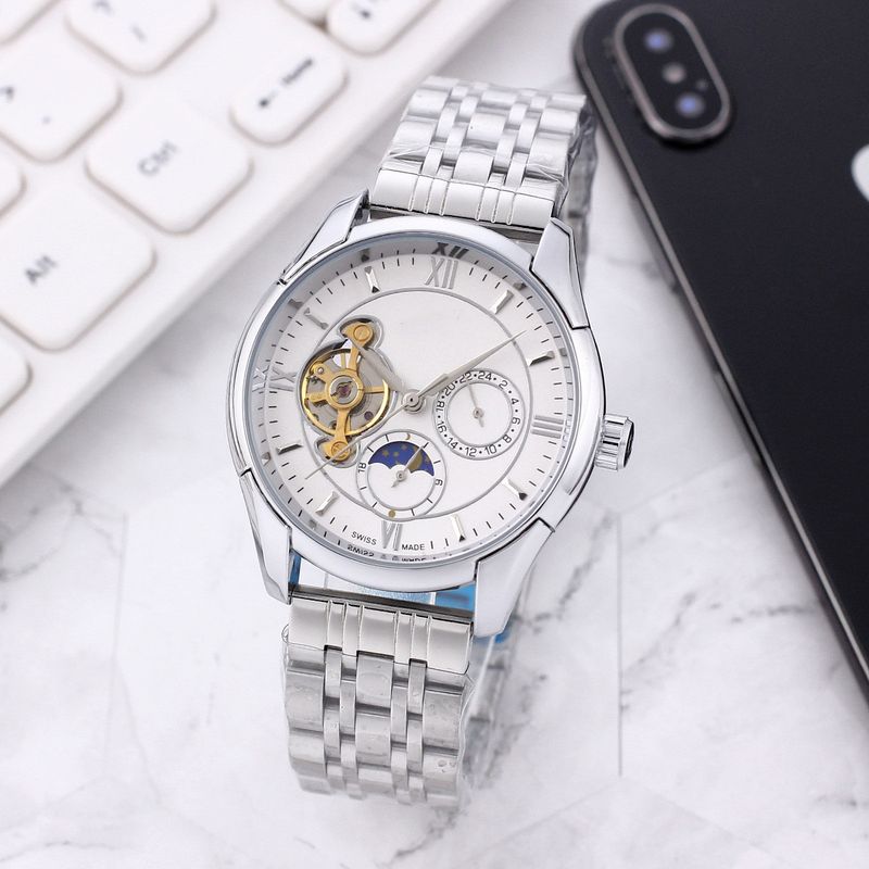 Oujia totalmente automático multifuncional mecânico seis agulhas aço relógio de moda masculino pequeno boné_voghion.com