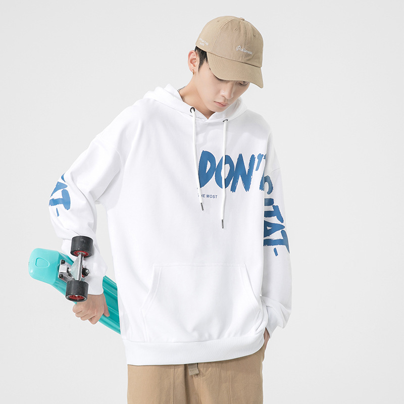 Hooded sweater for men in autumn and winter 2023, new Korean version loose fashion label printed top, men's long sleeved_voghion.com