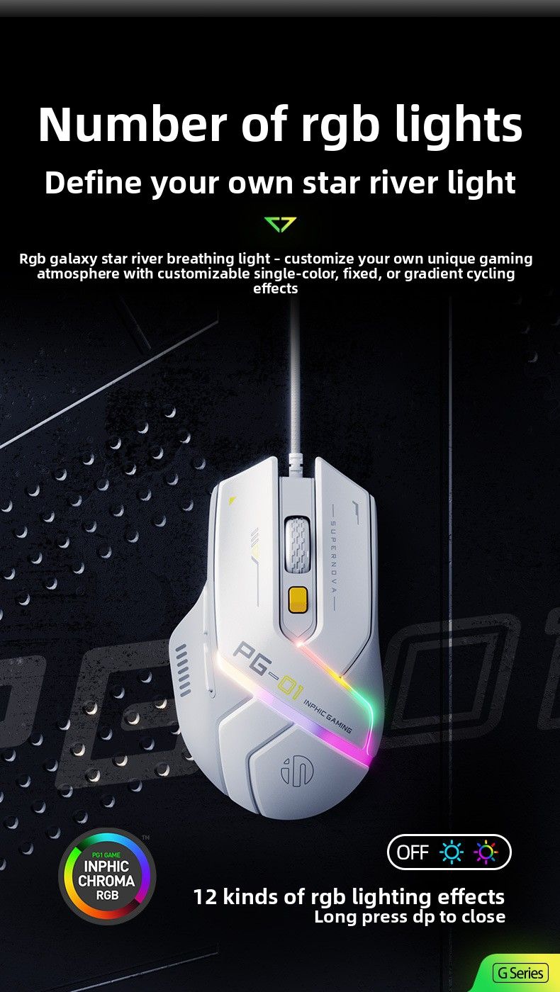 【High Quality】 INPHIC Pg1 Wired Mouse For Gaming RGB Lighting Hardware Macro Pg9 Office Home Use_voghion.com