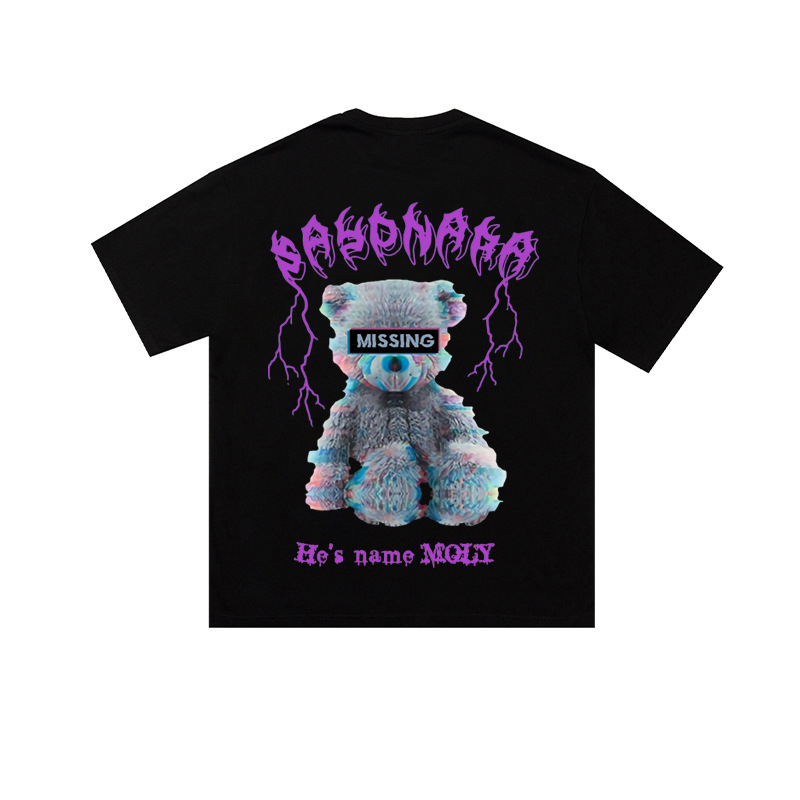 Unisex overdimensjonert t-skjorte - Hiphop-skjorte med droppskulder | Bomullstopp med femkvart ermer_voghion.com