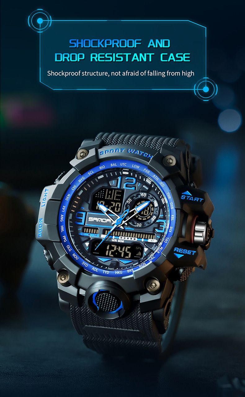 Trendy Digital Sports Watch For Men & Students - Waterproof, Multifunction, LED Backlight, Stopwatch, Alarm Waterproof Multifunctional Watch_voghion.com