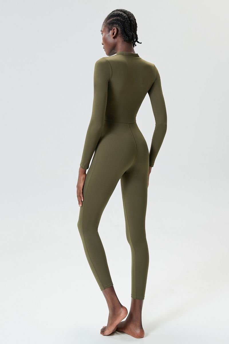 Combinaison Nuotan sexy haut de gamme New2024, combinaison de fitness moulante à fermeture éclair pour femmes, combinaison de danse à col ouvert à manches longues à séchage rapide_voghion.com
