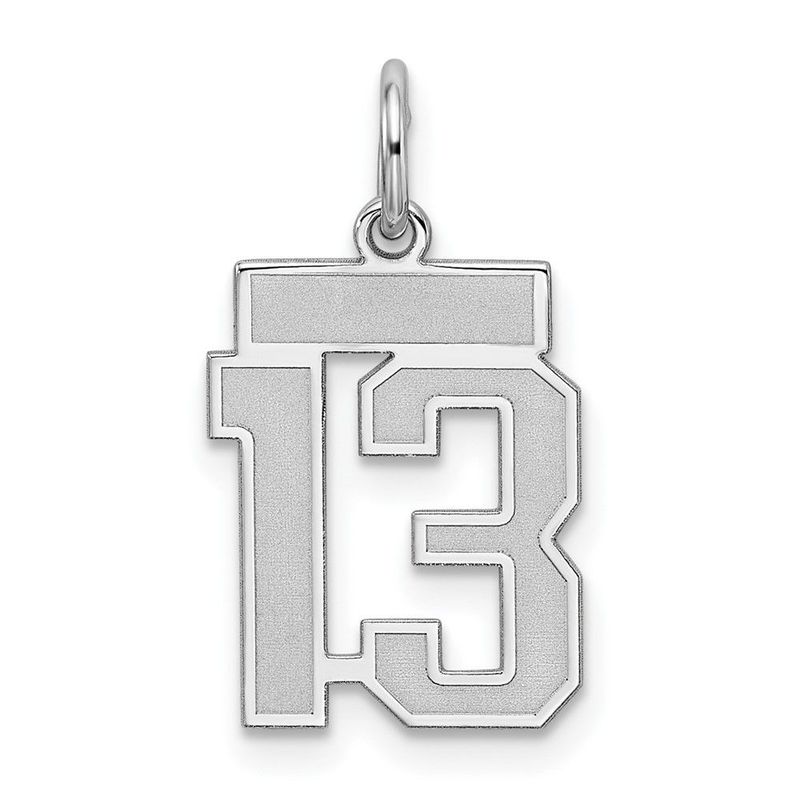 Sterling Silver/Rhodium-plated Satin Number 13 Charm_voghion.com
