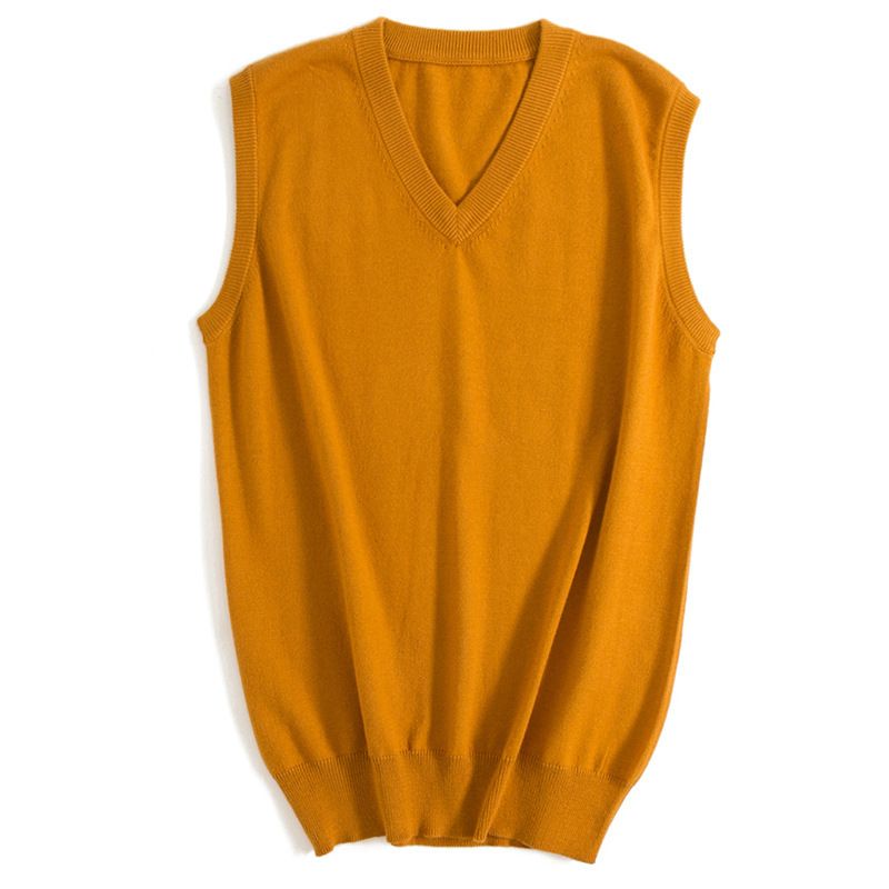 Herbst Winter Neue Herren Ärmellose Einfarbige V-Ausschnitt Verdickte Kurzarm Strickpullover Pullover Weste_voghion.com