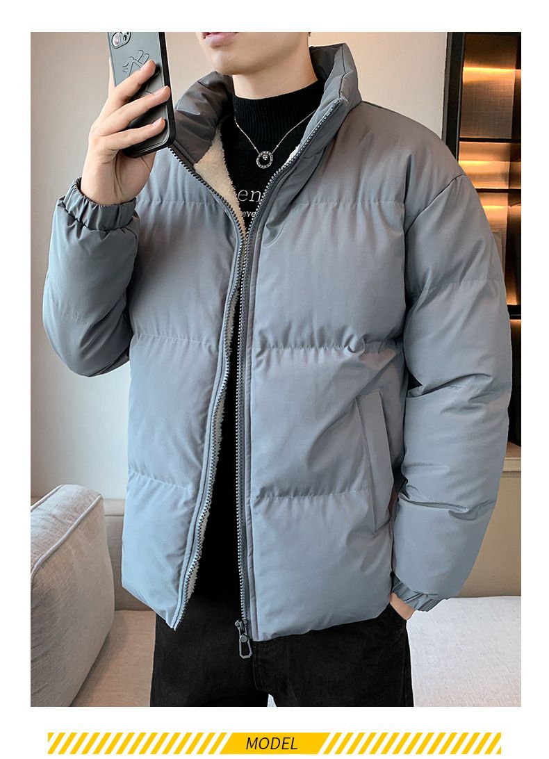 Giacca invernale da uomo con collo alto – Piumino in velluto di ispirazione coreana (nero/grigio/kaki) | Cappotto corto elegante e caldo_voghion.com