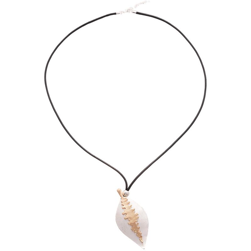 Halskette mit Blattanhänger aus Leder, Persönlichkeit, schlicht, elegant, Schlüsselbein, Nischenmode, High-End-Pulloverkette für Frauen_voghion.com