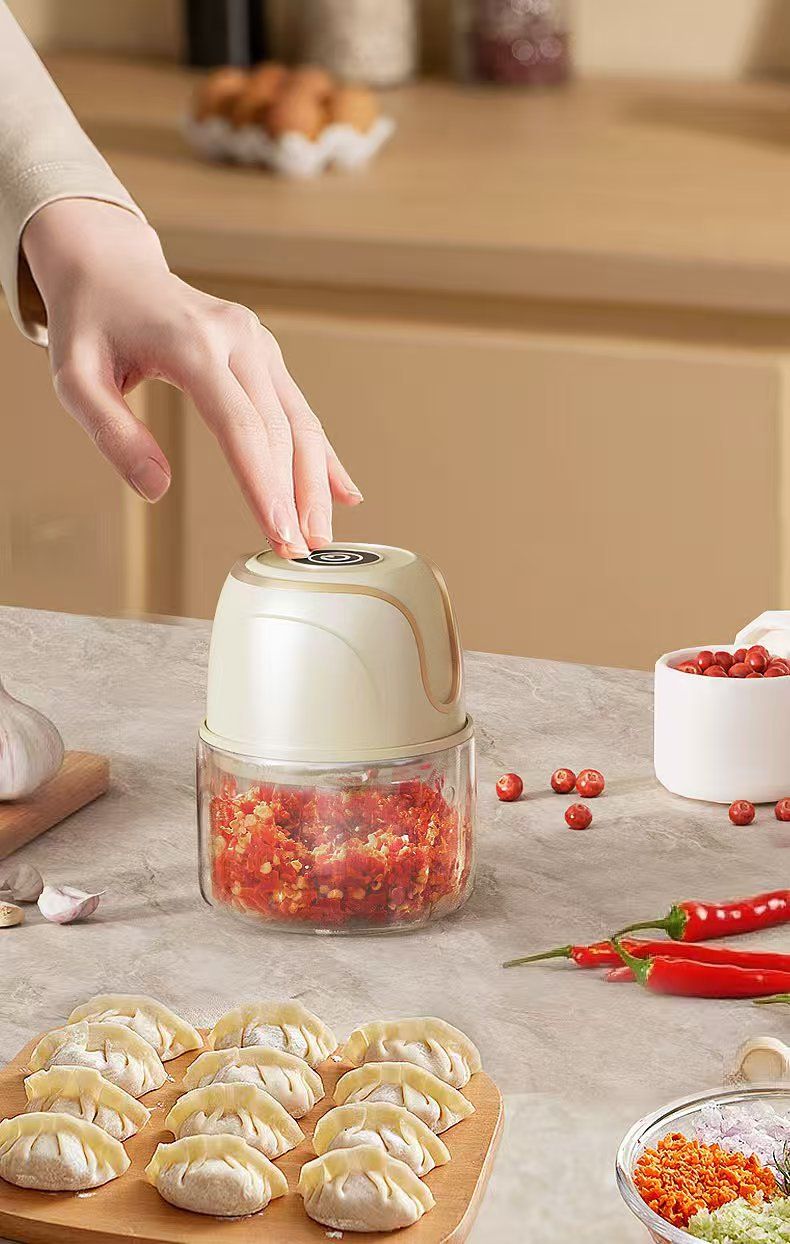 Cross-Bord Electric Meat Grind Garlic Mash Baby Food Processor Wireless Mini Portable Automatic Blend_voghion.com