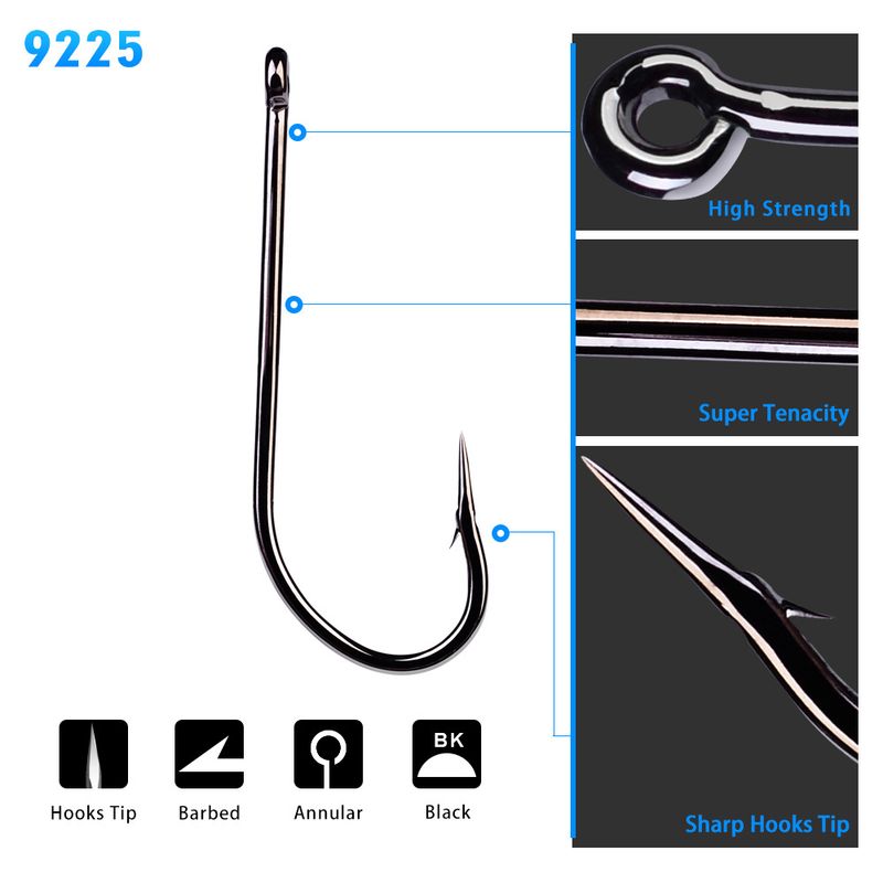 PRO BEROS Brand Fishing Gear Long Handle Hook Gun Black Belt Loop Barbed Fish Hooks 100 Pieces/Pack 9225_voghion.com