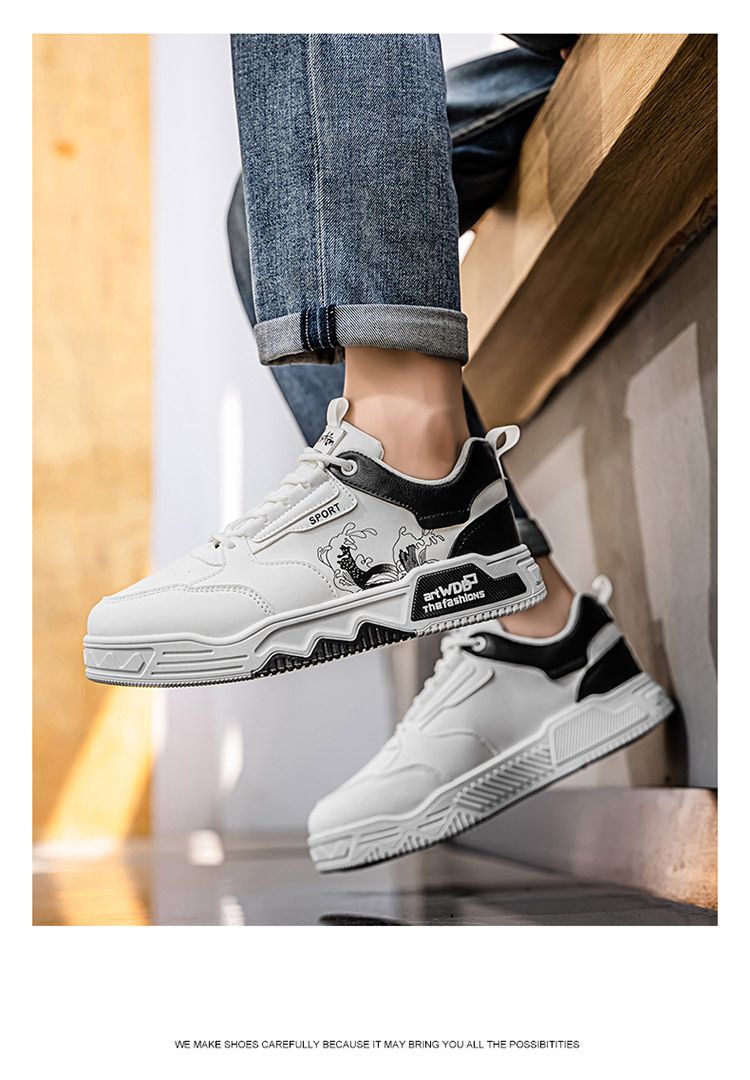 Men's Shoes Little White Shoes Male Students Versatile Platform Sneakers Casual Board Shoes Trendy Shoes_voghion.com