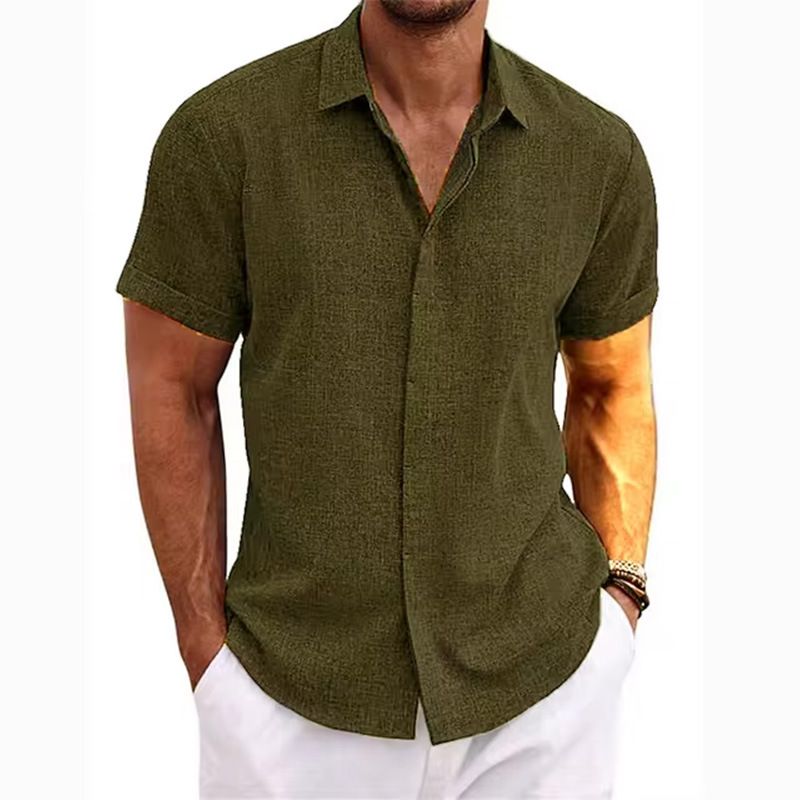 Men's Clothing Men's Linen Short Sleeved T Shirts Loose Undershirt Solid Color Short Sleeved Cotton And Linen Shirts_voghion.com