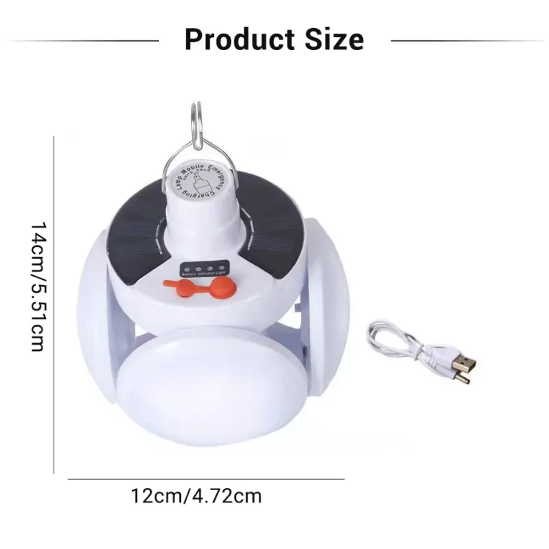 Neue LED-Campinglampe, solarbetrieben, faltbar, USB-aufladbar, tragbar, ideal für Notfälle beim Angeln und Wandern._voghion.com